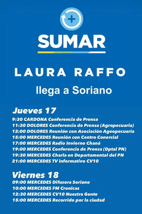 Laura Raffo en Soriano - agosto 2023 -Cronograma