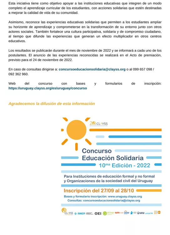 concurso educacion solidaria