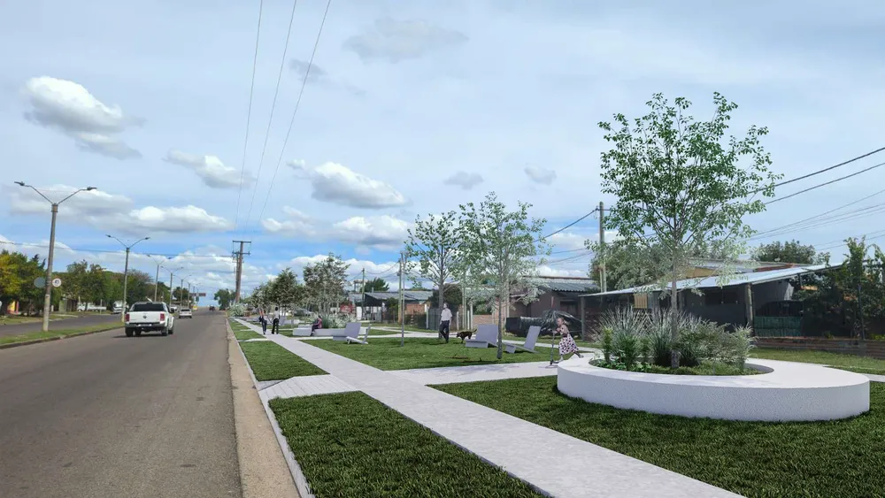 obra parquizado veredas Br. Viera y Benavídez - simulación 2