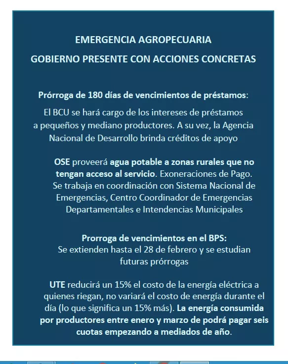 EERGENCIA AGROPECUARIA - MEDIDAS DEL GOBIERNO